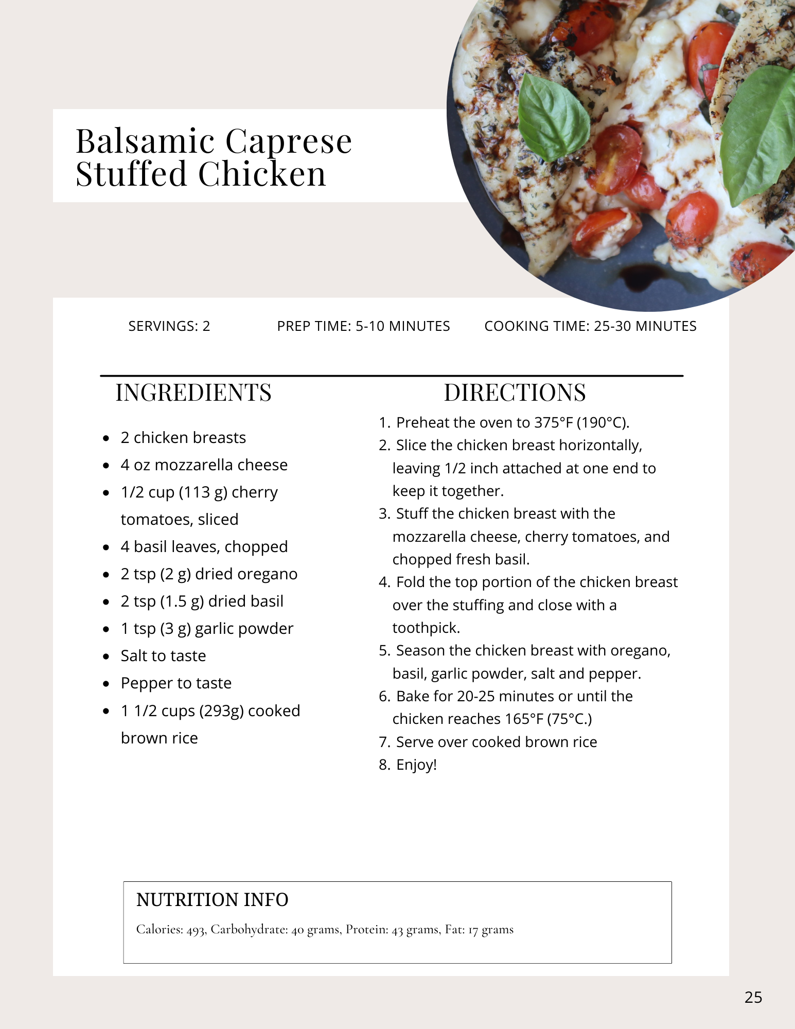 Balsamic Caprese Stuffed Chicken